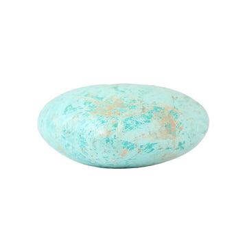 Side view of turquoise heart crystal showing depth.
